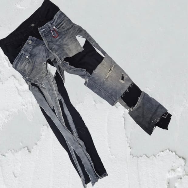 하프데님 레이어링 팬츠