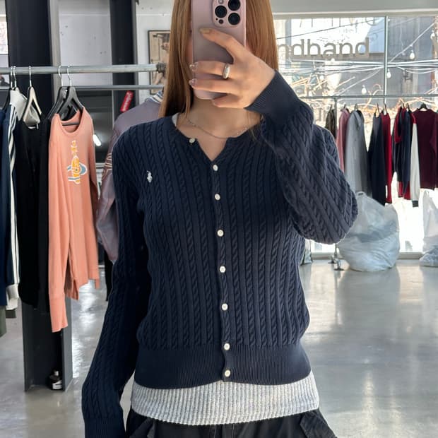 폴로랄프로렌 케이블 꽈배기 가디건