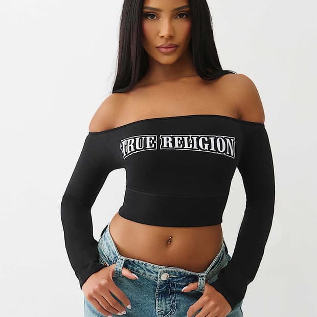 [새제품] 트루 릴리젼 오프숄더 롱슬리브 크롭탑