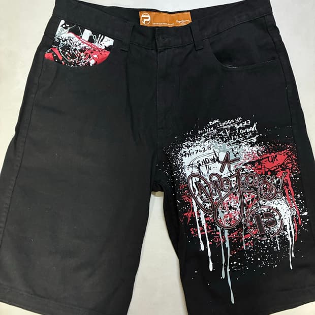 Pepe Jeans Y2K 그래피티 데님 버뮤다 팬츠 36