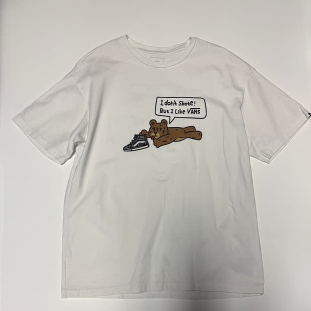 반스 Vans 23ss 곰돌이 프린팅 반팔 티셔츠 L ~ XL 화이트