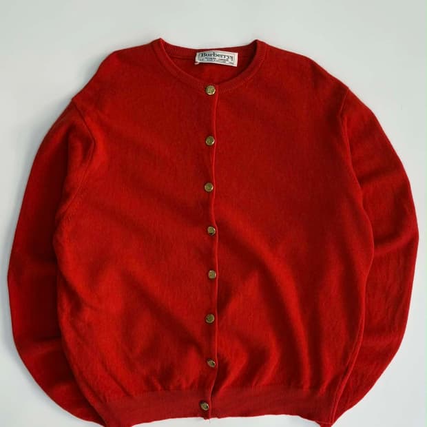 버버리 골드 버튼 울 니트 가디건