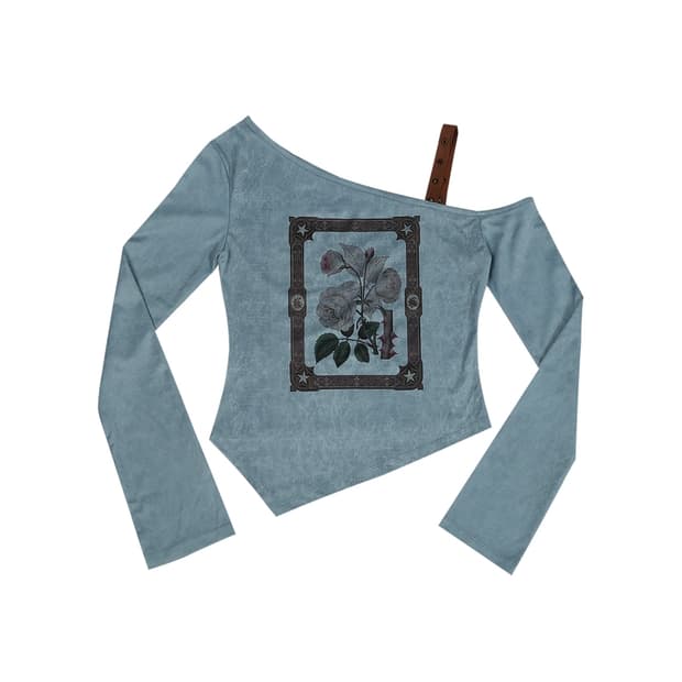 달링유어배드 원숄더 에메랄드 스웨이드 탑