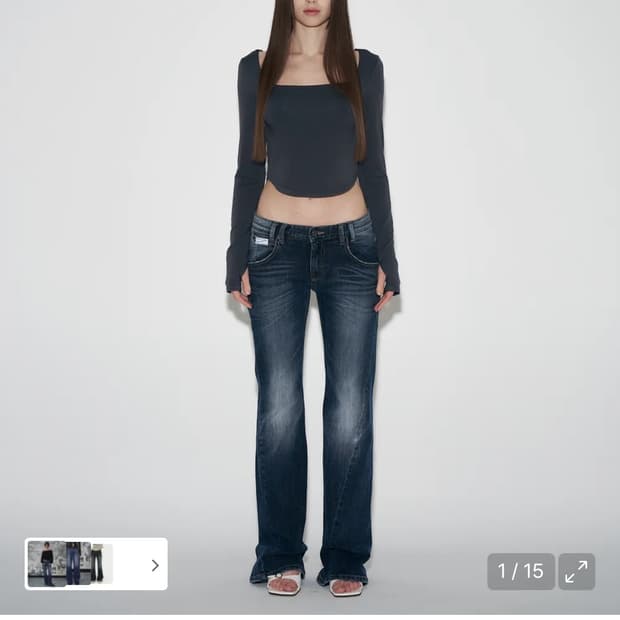 플리즈노팔로우 로우 부츠컷 데님