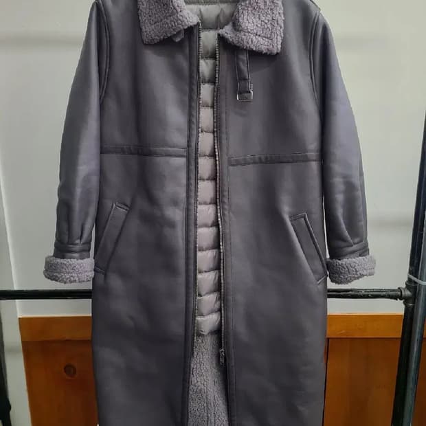 블루드진 이너 패딩 롱 무스탕