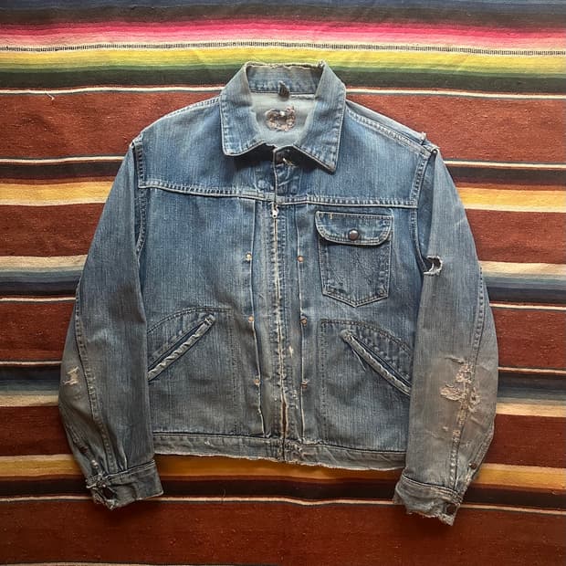 0s USA 빈티지 랭글러 11MJZ 1세대 셀비지 데님 자켓