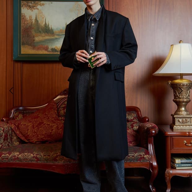 STU 라운드 카라리스 코트 L