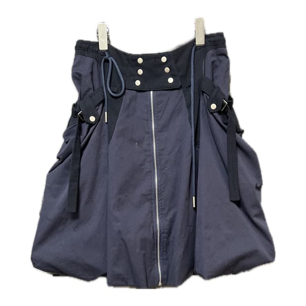 빈티지 아일렛 버튼 벌룬 미디 스커트