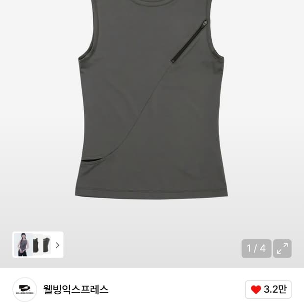 웰빙익스프레스 Zipper Point Sleeveless Grey m