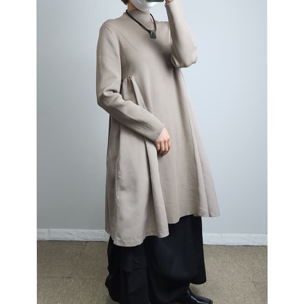 골지 셔링 원피스