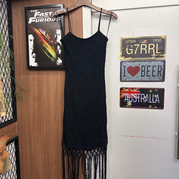 Abercrombie, Black Knit Tassel Dress 