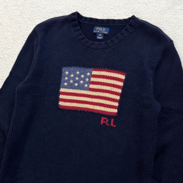 폴로 네이비 성조기 니트