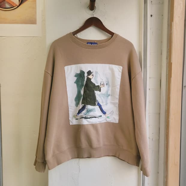 The clap 캐리커쳐 기모 맨투맨