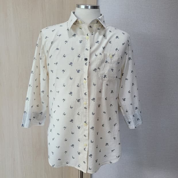 엠폴햄 Empolham 남자 페이즐리 패턴 7부 셔츠 100 아이보리 