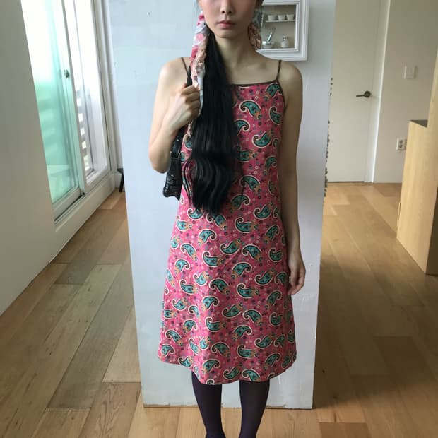 vintage pink paisley dress