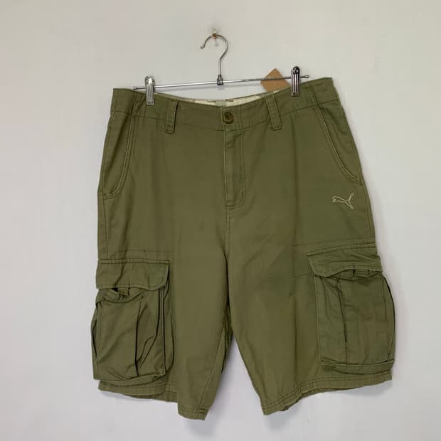 PUMA 푸마 y2k 빈티지 포켓 카고팬츠 면 반바지 카키 남성 L