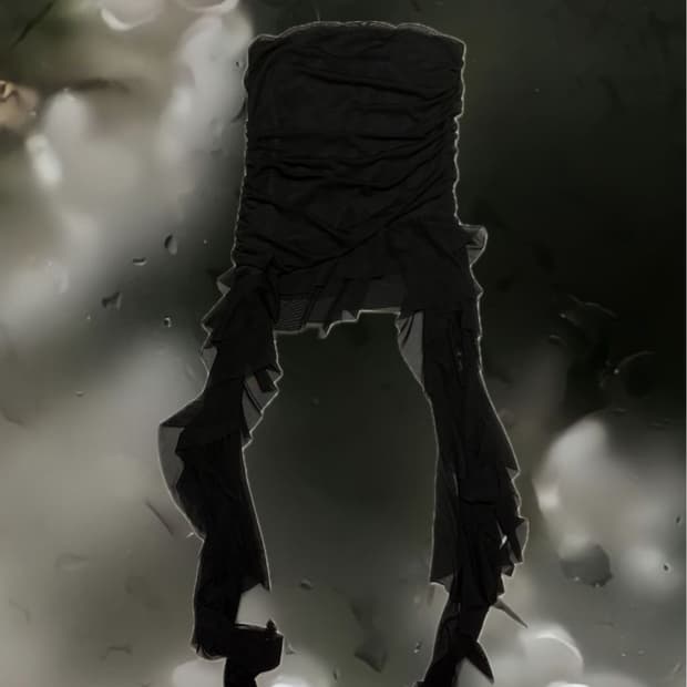 (일본빈티지) 블랙 셔링 리본 레이어드 탑