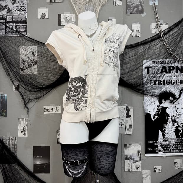 ✟ 00's Fairy antique hood vest ✟ 