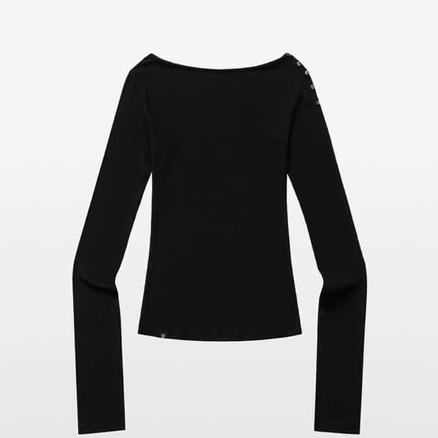 킴서울 킴즈서울 오픈 사이드 버튼 롱슬리브 블랙