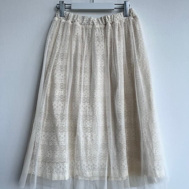 레이스 시스루 샤 스커트