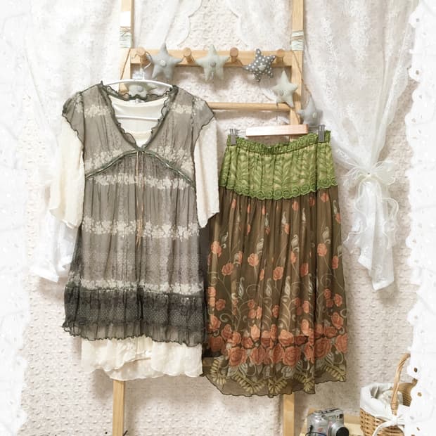 빈티지 히피페어리 로사체리 시스루 블라우스