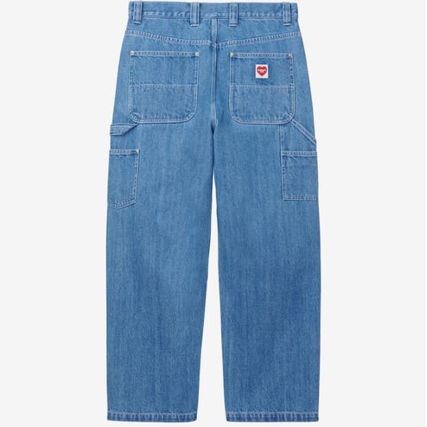 칼하트 WIP 내쉬 더블 니 팬츠 블루 스톤 워시드 XL