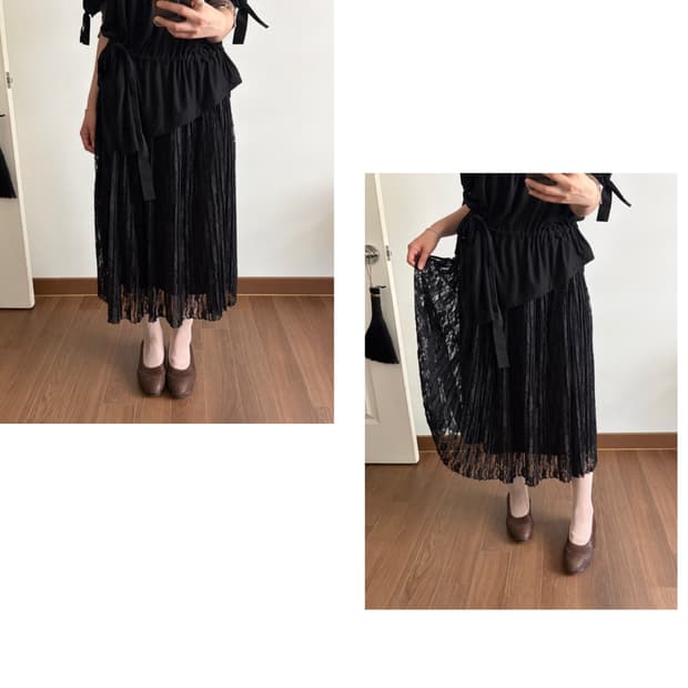 lace pleats skirt