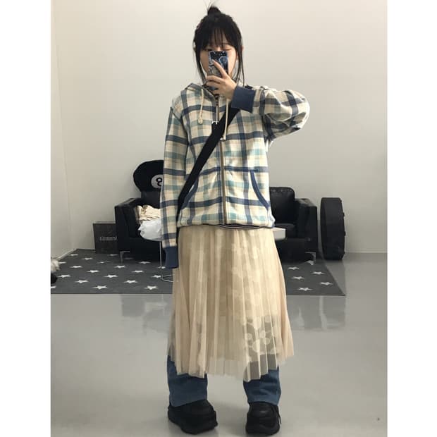 Uniqlo Cotton Checked Zip Up Hoodies