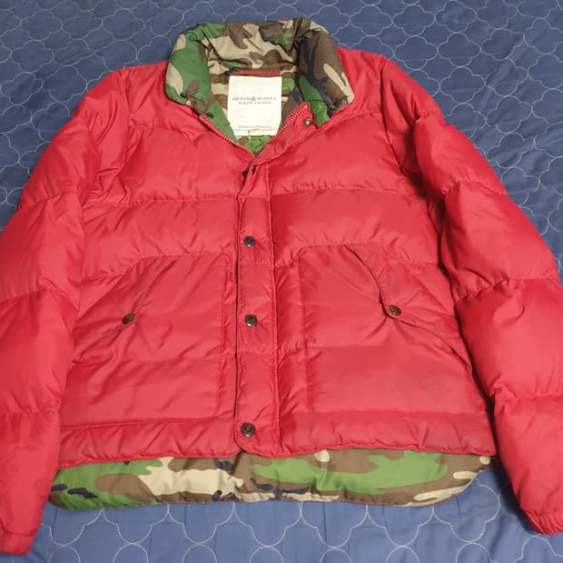 랄프로렌&데님앤서플라이 오리털 밀리터리 패브릭 다운파카 레드 (L)