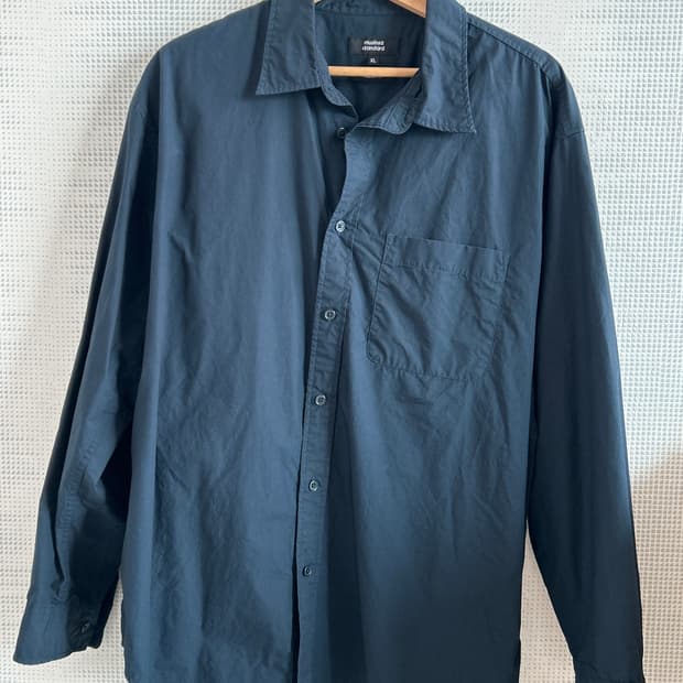 무탠다드 릴렉스드 워시드 포플린 셔츠 네이비[XL]