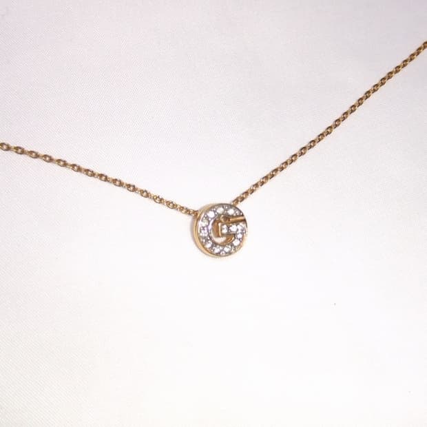 지방시 G 라인스톤 목걸이 골드