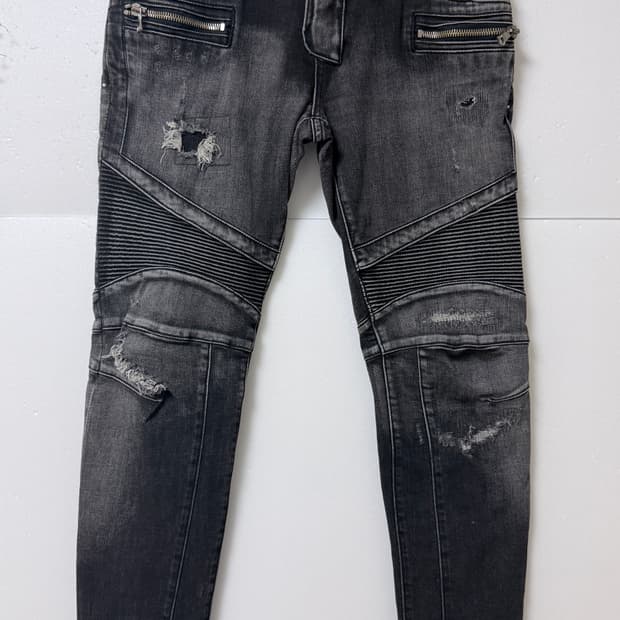 발망(BALMAIN) 디스트로이드 바이커 데님 팬츠 34 데일리 