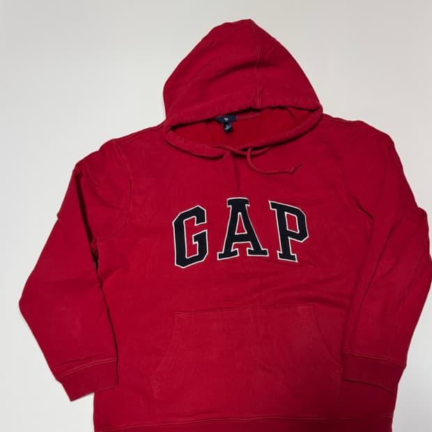 GAP 갭 빅 스펠로고 기모 후드티 L 레드