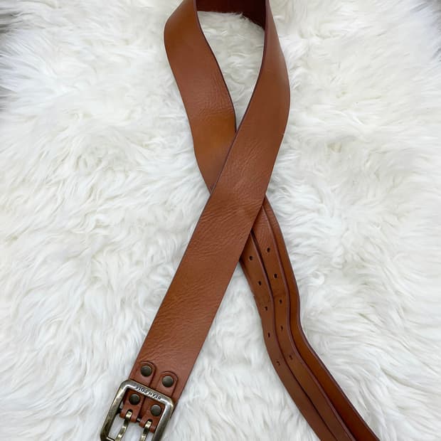 빈폴 리얼레더 와이드 버클 벨트