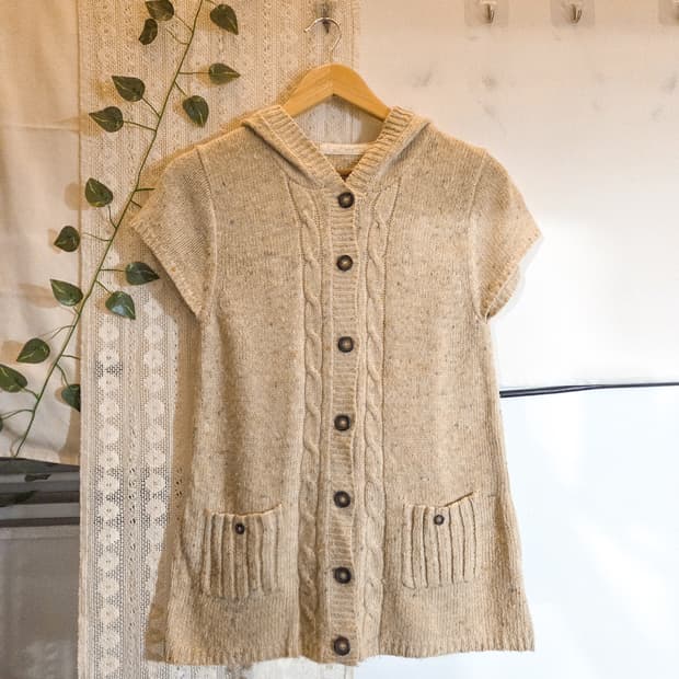 보카시 반팔 후드 가디건