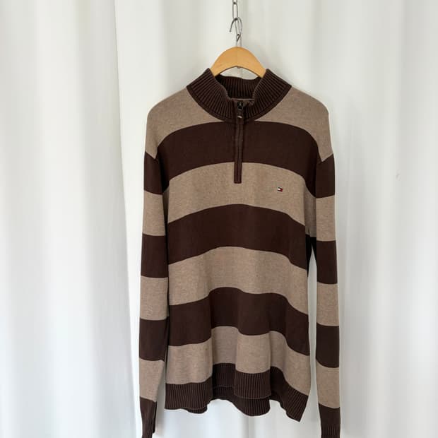 TOMMY HILFIGER half zip up cotton knit