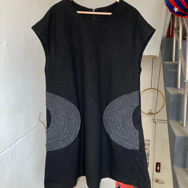 에스닉 블랙 니트 원피스