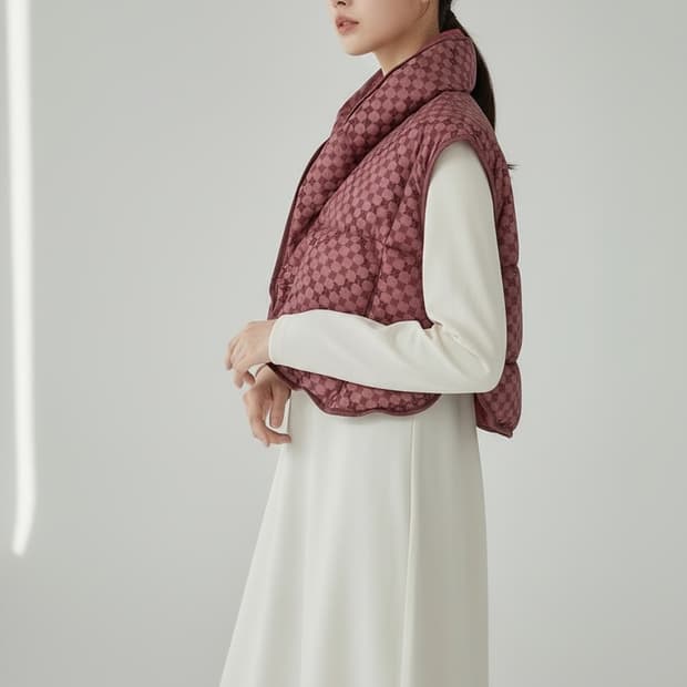 셀린느 마카담 패턴 숄 패딩 베스트 F