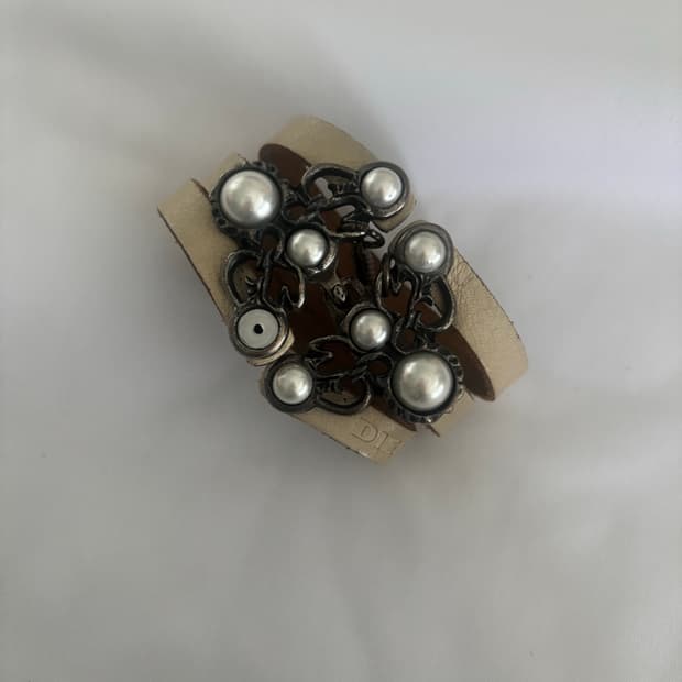Diesel pearl leather bracelet