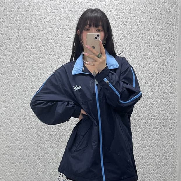 푸마 레트로 빈티지 Y2K 오버핏 바람막이 자켓 L C12513