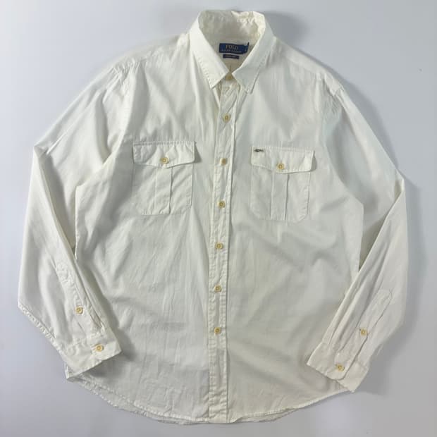 Polo 폴로 랄프로렌 화이트 옥포드 투포켓 비치 트윌 셔츠