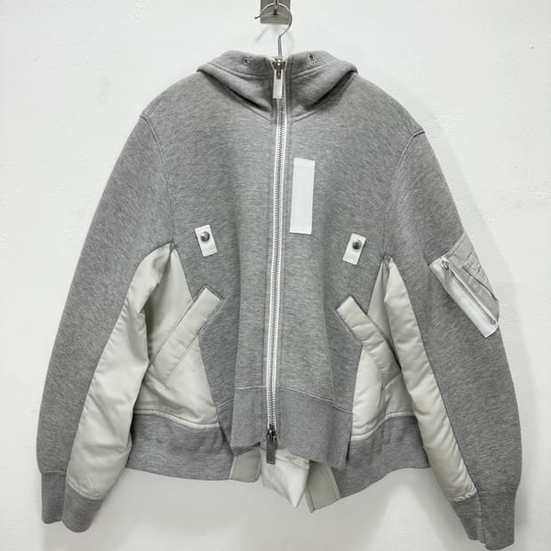 사카이 봄버 나일론 믹스 코튼 후드 자켓