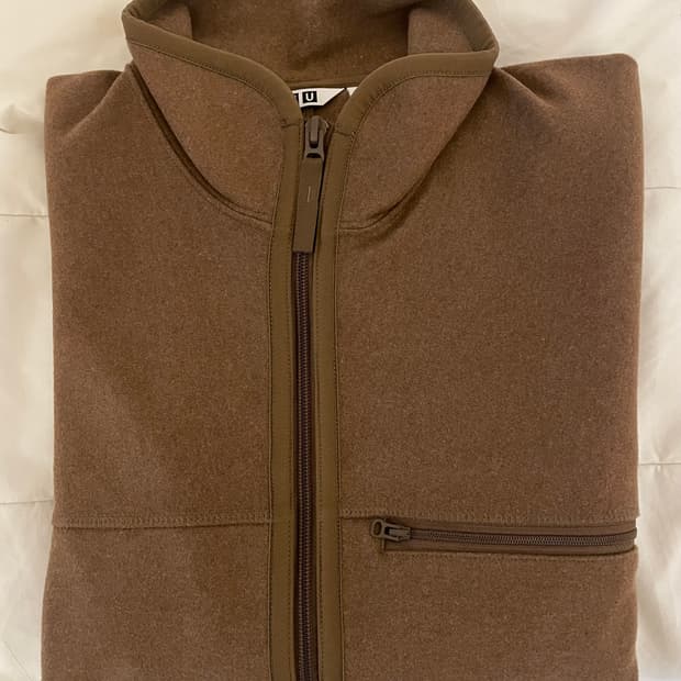 유니클로U 브러시드저지집업블루종 S