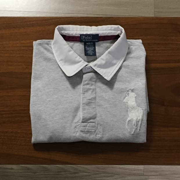 폴로 빅포니 긴팔 럭비티 회색