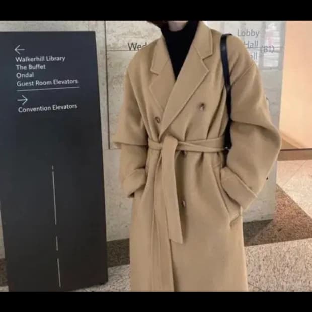 오브네어 샌드 더블 코트 카멜