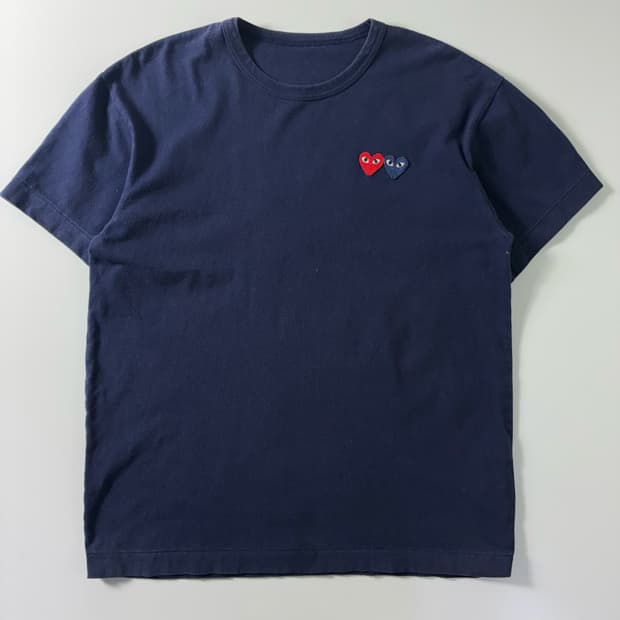 Comme des garsons  꼼데가르송 더블 와펜 네이비 반팔티