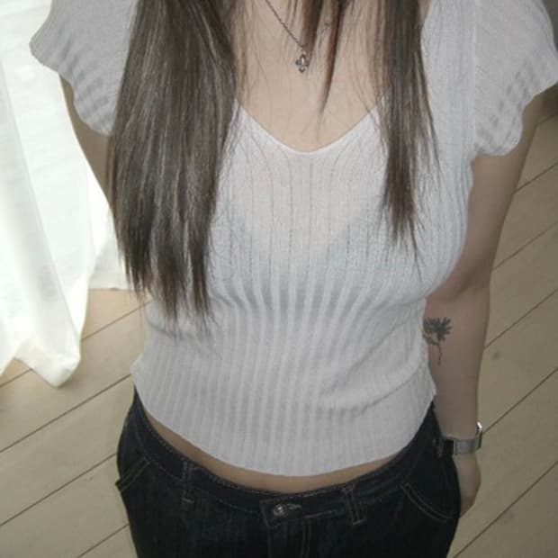 이즈이즈 Pale pink knit top