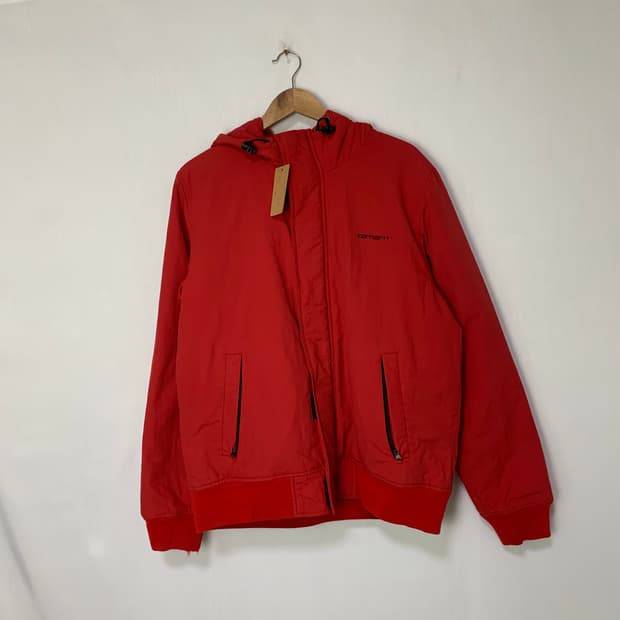 칼하트 레드 후드 바람막이 점퍼 L 빈티지 남녀공용 자켓