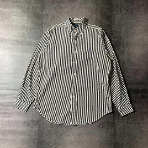 RALPH LAUREN 랄프로렌 빈티지 블랙 스트라이프 코튼 셔츠