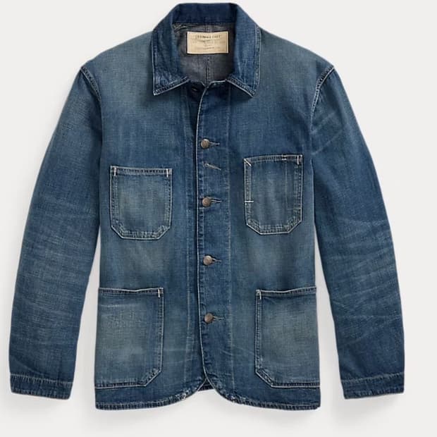 RRL 더블알엘 코튼 리넨 데님 엔지니어 자켓 토링턴 워시 M